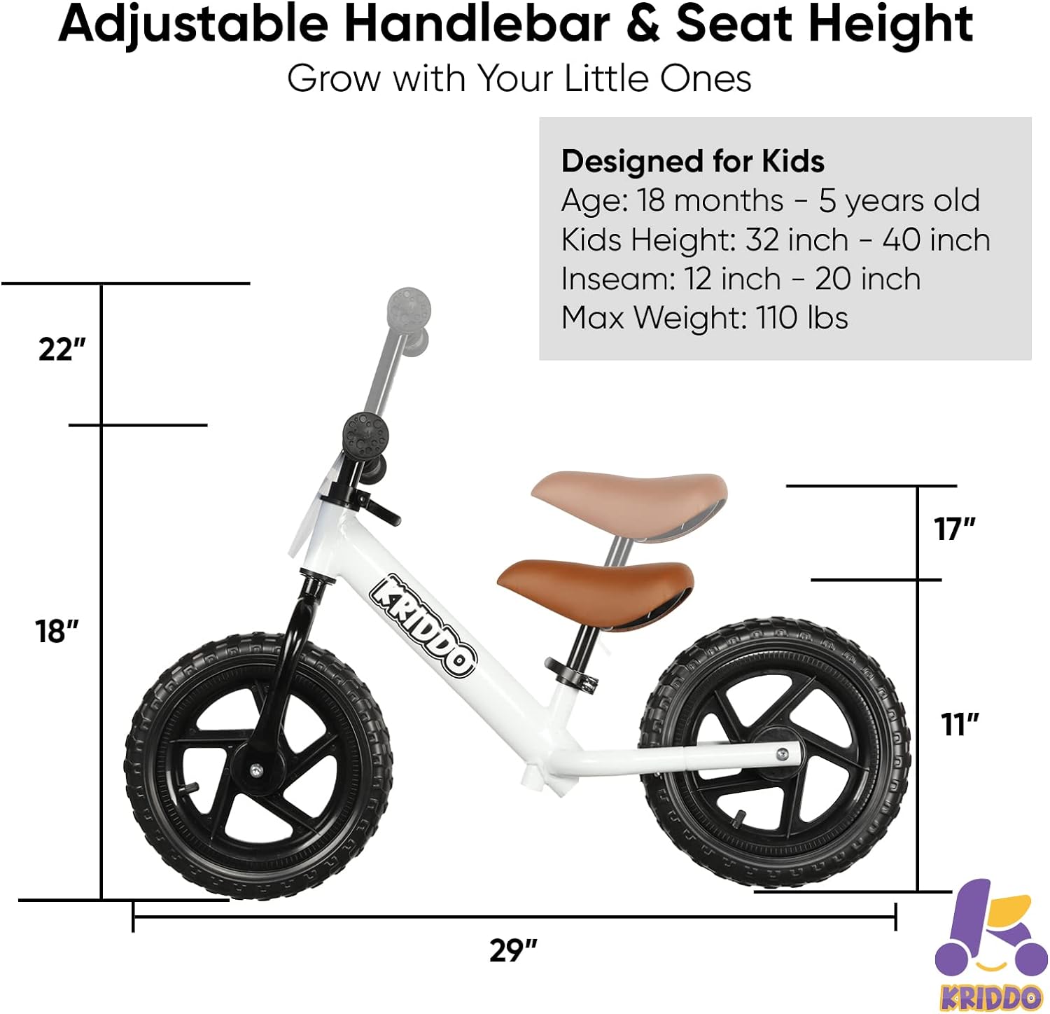 Toddler Balance Bike for Age 18 Months to 5 Years Old