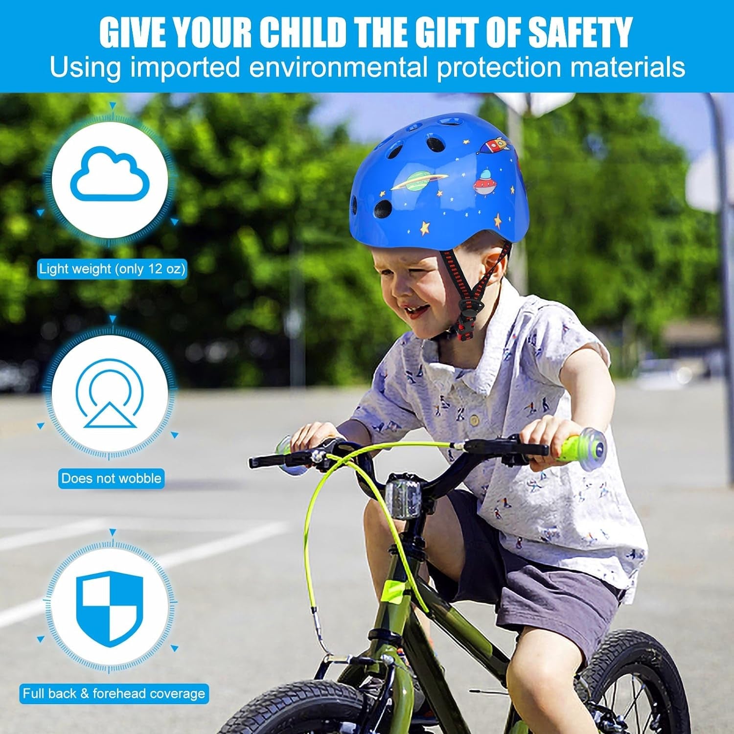 Kids Bike Helmet for Boys & Girls, Lightweight Adjustable Child Bicycle Safety Helmets for Skating Cycling Scooter Skateboarding