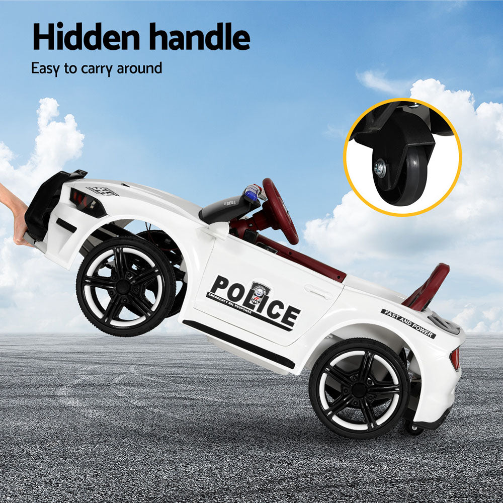 Rigo Kids Ride On Car Electric Patrol Police Cars Battery Powered Toys 12V White