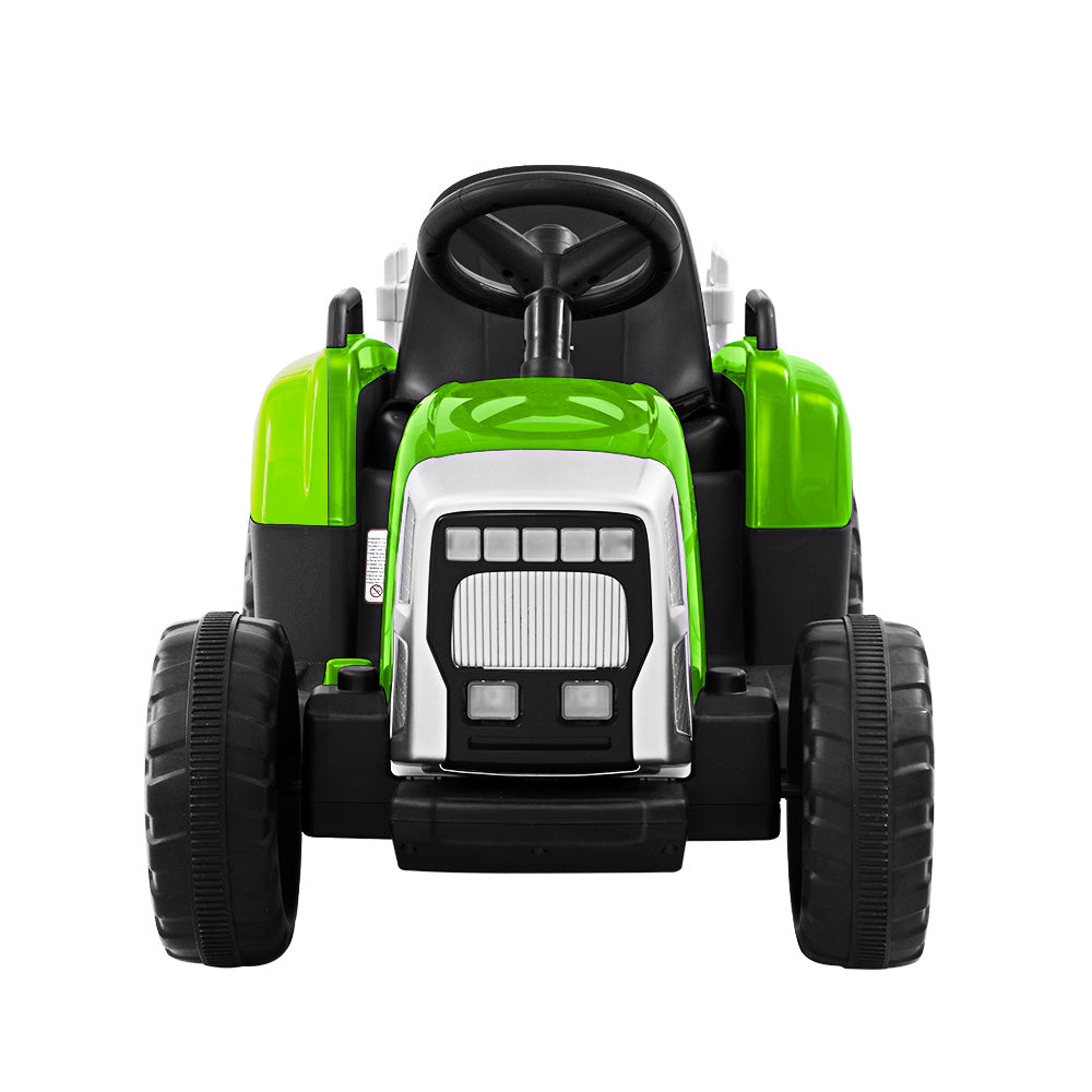 Ride On Car Tractor Trailer Toy Kids Electric Cars 12V Battery - Green