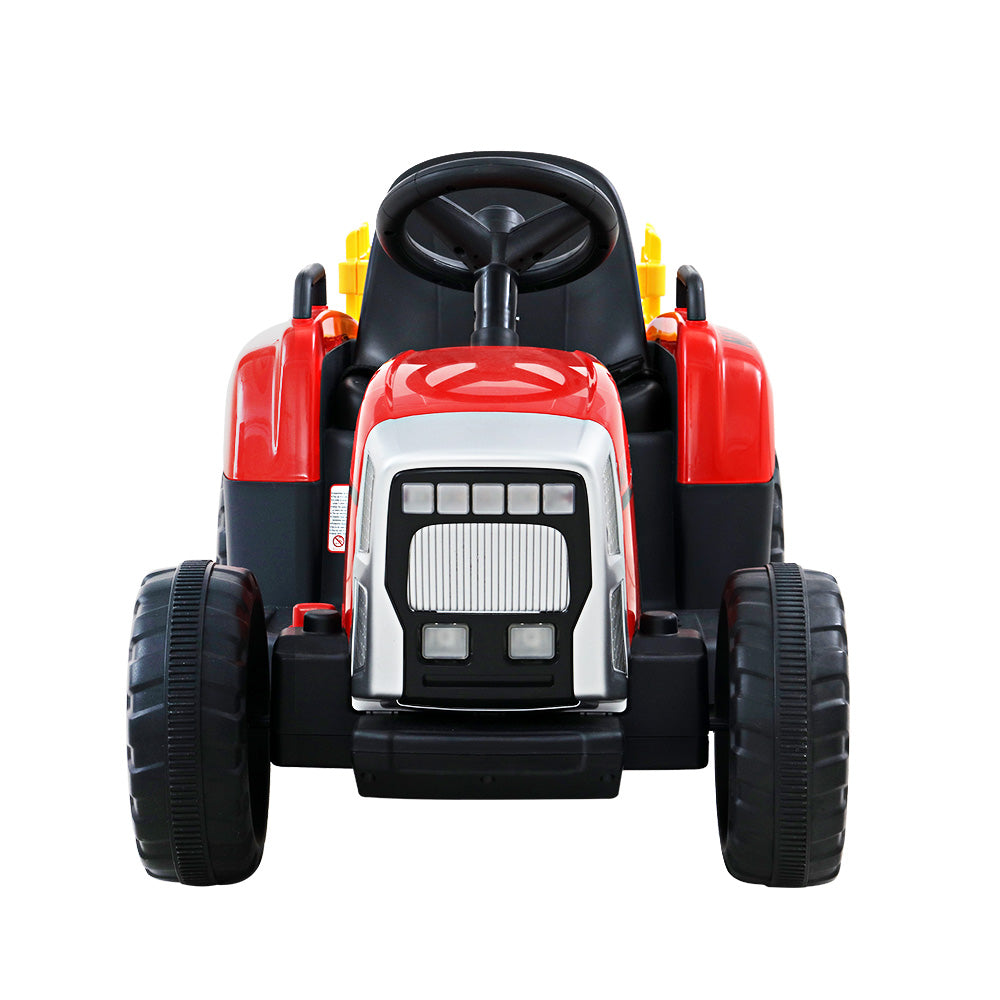 Ride On Car Tractor Trailer Toy Kids Electric Cars 12V Battery - Red