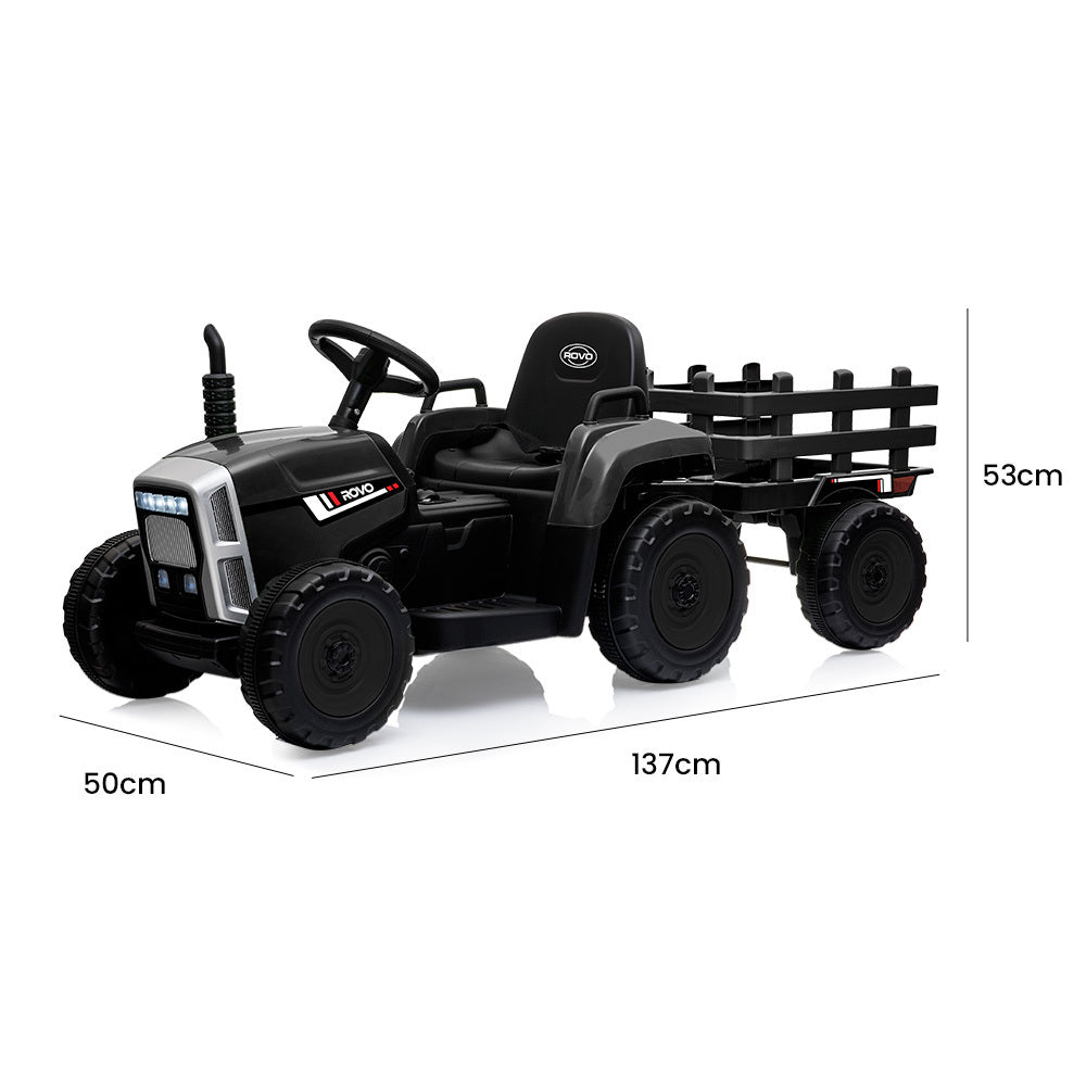 Electric Battery-Operated Ride On Tractor Toy Remote Control - Black