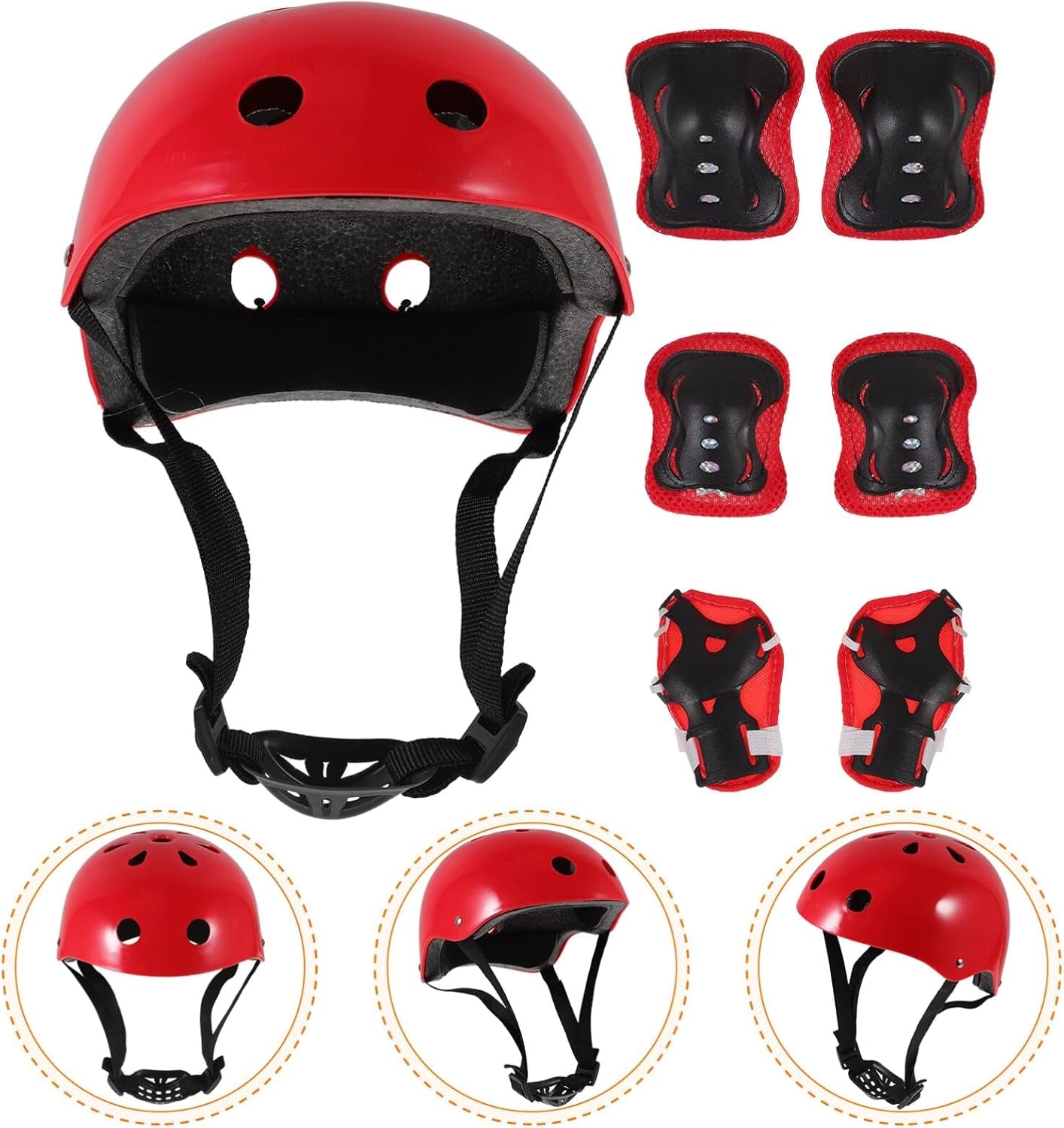 1 Set Kids Bike Helmet with Protective Gear Set Safety Knee Elbow Pads Wrist Guards for Rollerblading Skateboarding