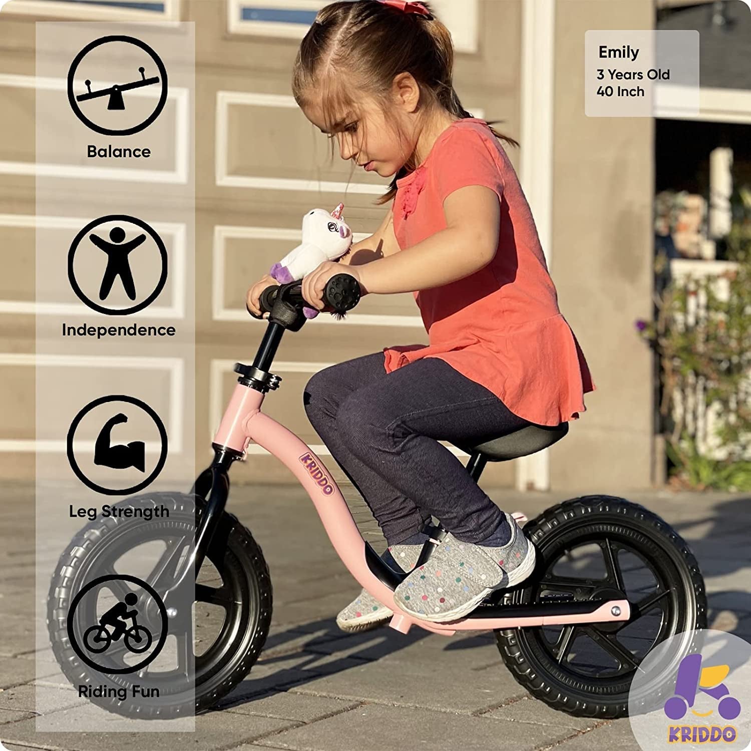 Kriddo Toddler Balance Bike Age 18 Months to 5 Years