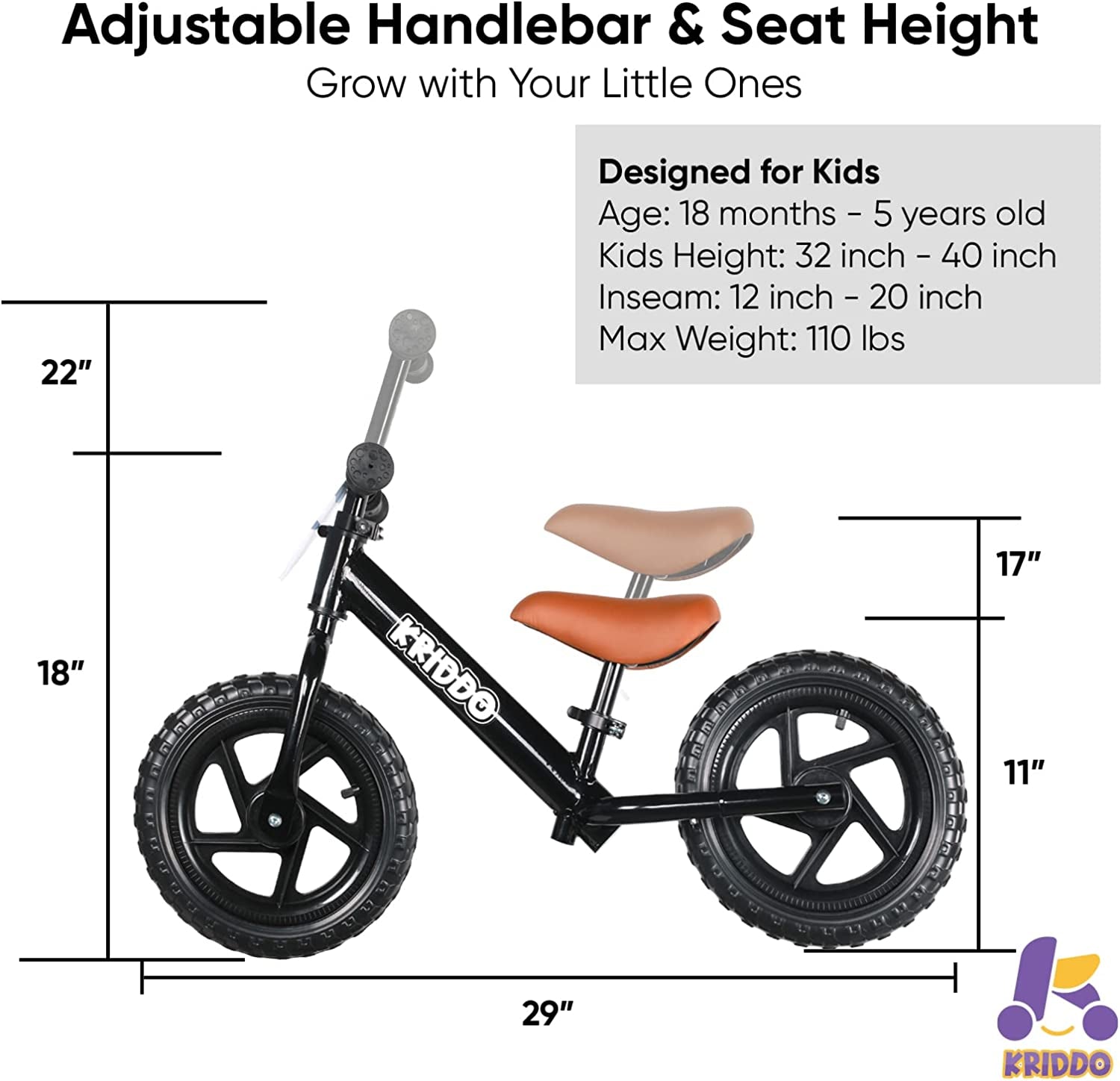 Toddler Balance Bike for Age 18 Months to 5 Years Old