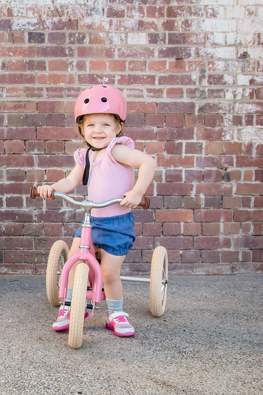 Vintage Pink Kids Helmet with Magnetic No-Pinch Closure